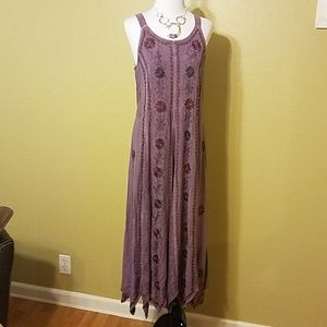 Long purple embroidered designer dress